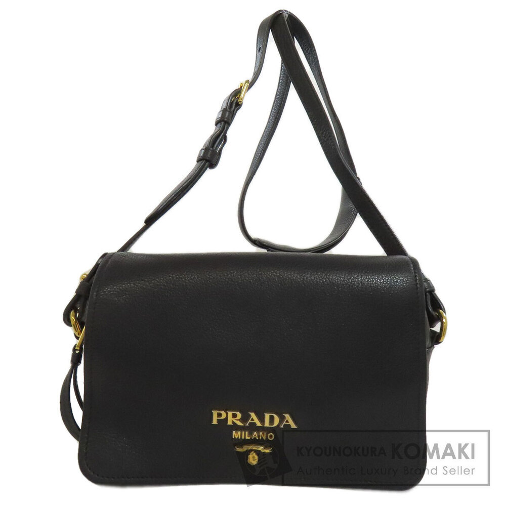 Prada Vitello Phenix leather flap crossbody bag Black